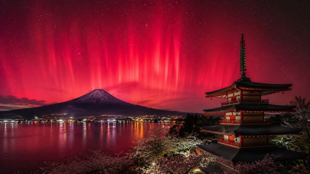 Auroras Rojas en Japon Se Subestima la Magnitud Real de las Tormentas Solares Globales